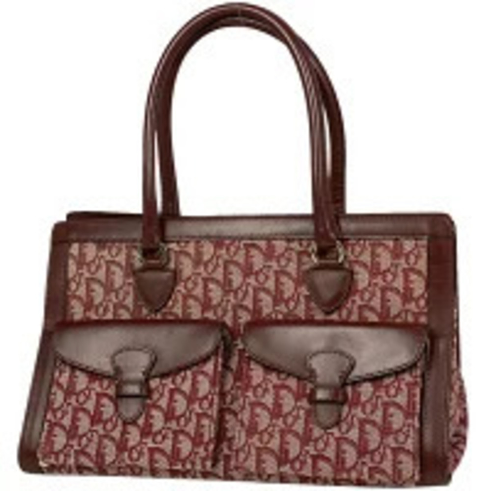 Christian Dior Trotter tote bag handbag shoulder canvas Burgundy Red